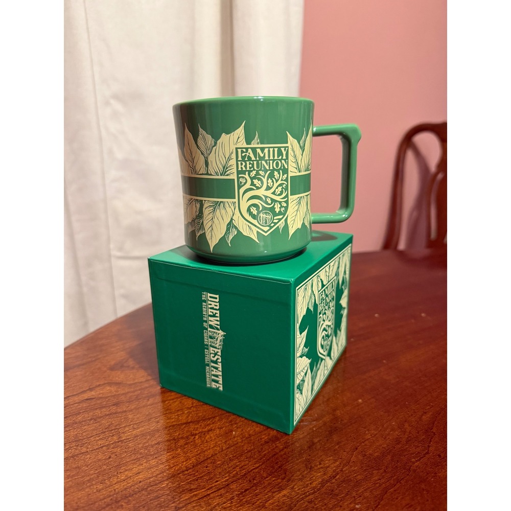 Drew Estate Family Reunion Green Ceramic Coffee Mug Cigar Crest with Box